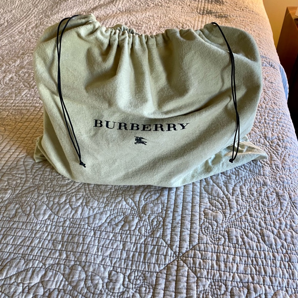 Burberry Beige Nova Check Tote with Black Trim and Red Accents - Picture 13 of 13